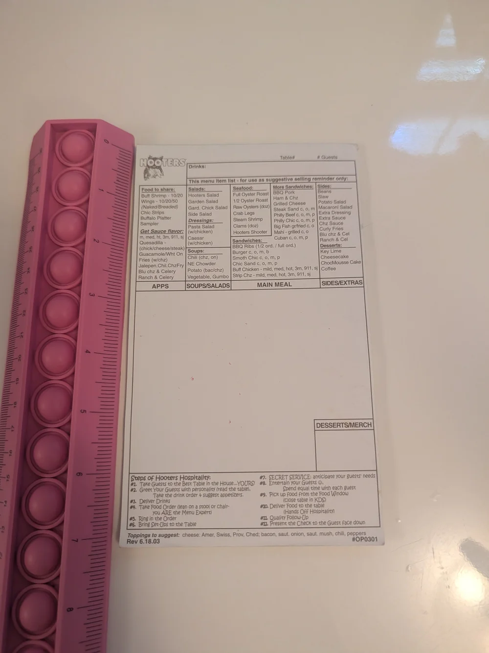 Vintage 2005 Hooters White Branded Order Pad Restaurant Notepad Halloween